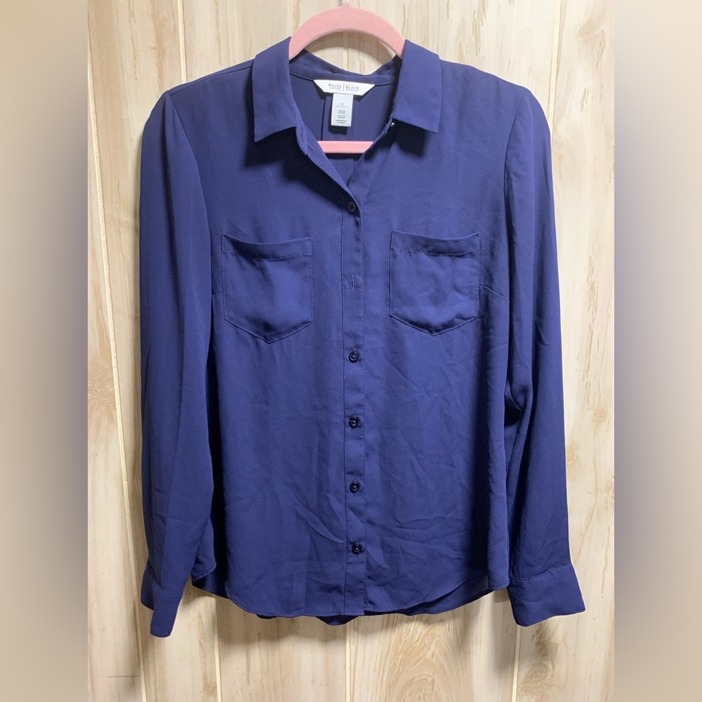 White House Black Market Women's Deep Blue Blouse